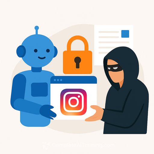 Illustration of an AI support bot handing over an Instagram account to an attacker